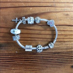Pandora bracelet with charms, 7inches